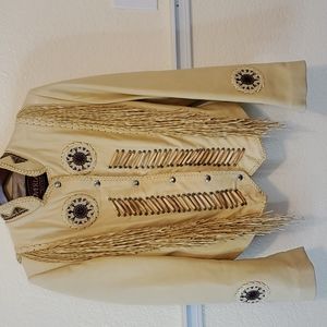 100% Leather Women's Small Beaded Western Jacket